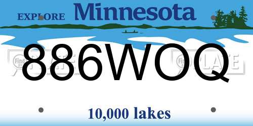 886WOQ Minnesota License Plate