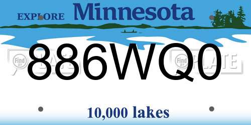 886WQ0 Minnesota License Plate