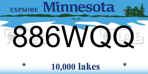 886WQQ Minnesota License Plate