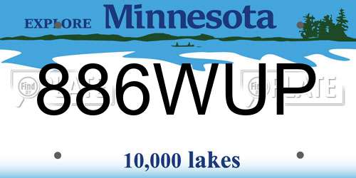 886WUP Minnesota License Plate
