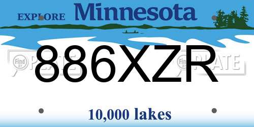 886XZR Minnesota License Plate