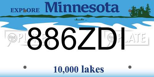886ZDI Minnesota License Plate