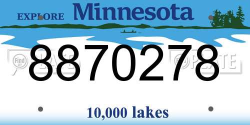 8870278 Minnesota License Plate