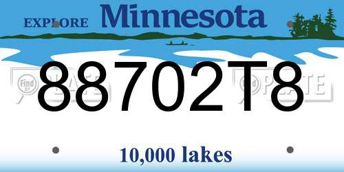 88702T8 Minnesota License Plate