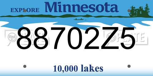 88702Z5 Minnesota License Plate