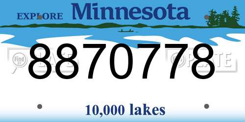 8870778 Minnesota License Plate