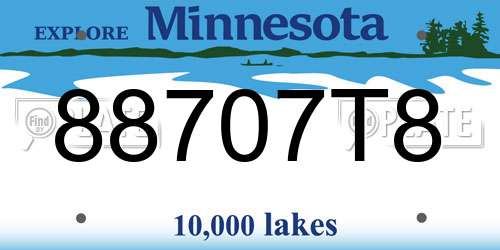 88707T8 Minnesota License Plate