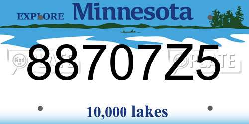 88707Z5 Minnesota License Plate