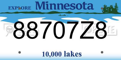 88707Z8 Minnesota License Plate