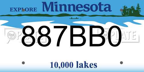 887BB0 Minnesota License Plate