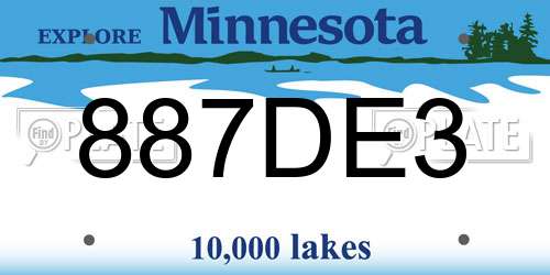 887DE3 Minnesota License Plate