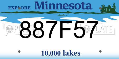 887F57 Minnesota License Plate
