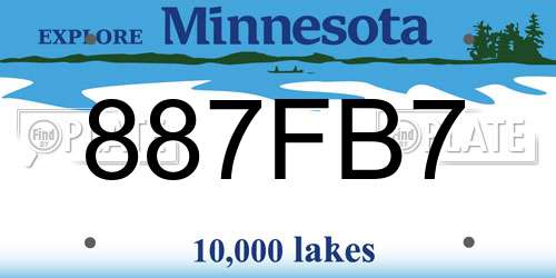 887FB7 Minnesota License Plate