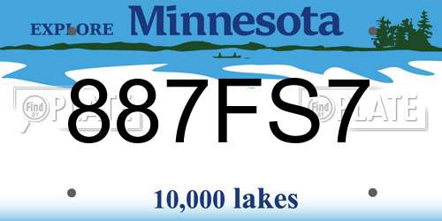 887FS7 Minnesota License Plate