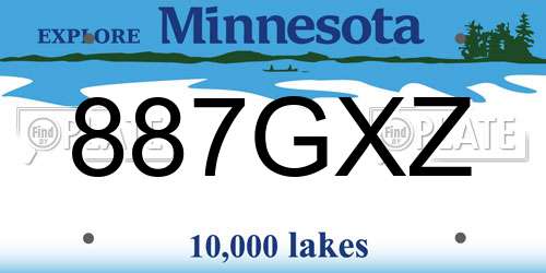 887GXZ Minnesota License Plate