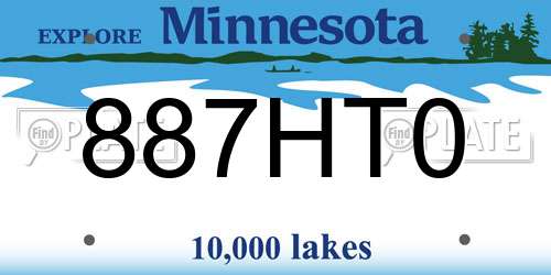887HT0 Minnesota License Plate