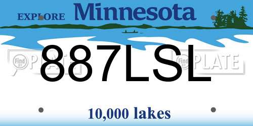 887LSL Minnesota License Plate