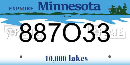 887O33 Minnesota License Plate