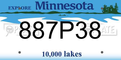 887P38 Minnesota License Plate