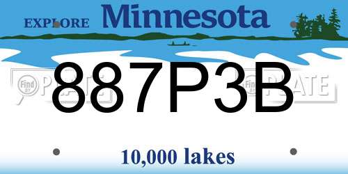 887P3B Minnesota License Plate