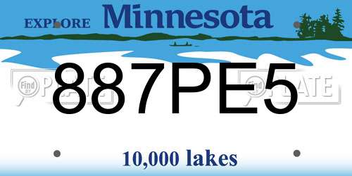 887PE5 Minnesota License Plate