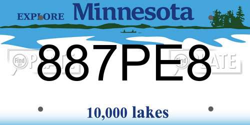 887PE8 Minnesota License Plate