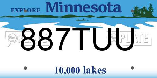 887TUU Minnesota License Plate