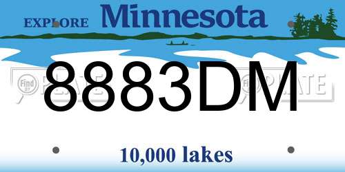 8883DM Minnesota License Plate