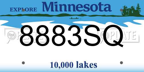 8883SQ Minnesota License Plate