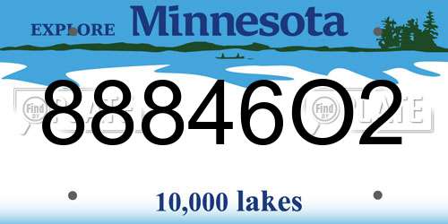 88846O2 Minnesota License Plate