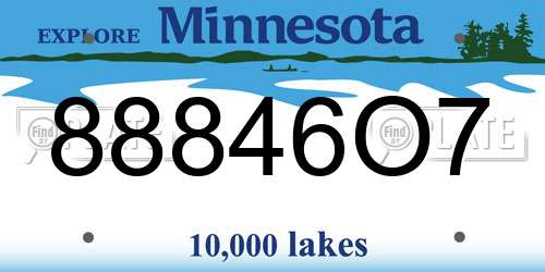 88846O7 Minnesota License Plate