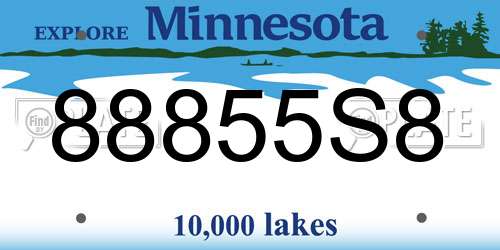 88855S8 Minnesota License Plate
