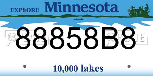 88858B8 Minnesota License Plate