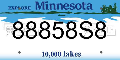 88858S8 Minnesota License Plate
