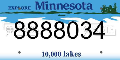 8888034 Minnesota License Plate