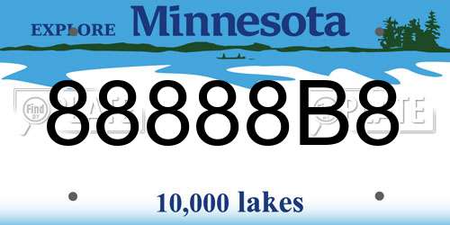 88888B8 Minnesota License Plate