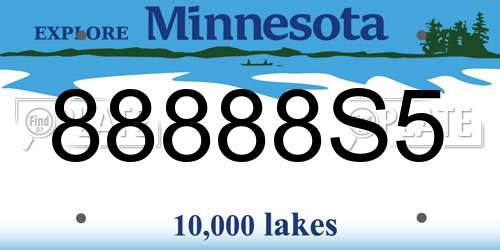88888S5 Minnesota License Plate