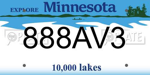 888AV3 Minnesota License Plate