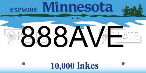 888AVE Minnesota License Plate