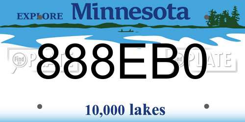 888EB0 Minnesota License Plate