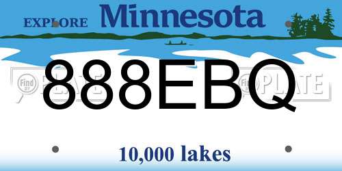 888EBQ Minnesota License Plate