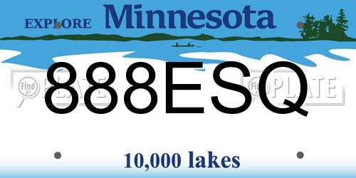 888ESQ Minnesota License Plate