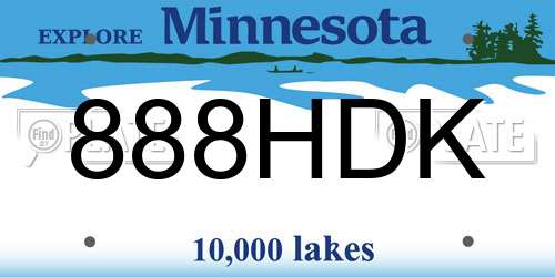 888HDK Minnesota License Plate