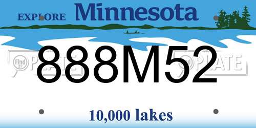 888M52 Minnesota License Plate