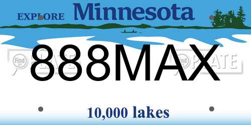 888MAX Minnesota License Plate