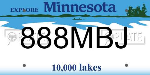 888MBJ Minnesota License Plate