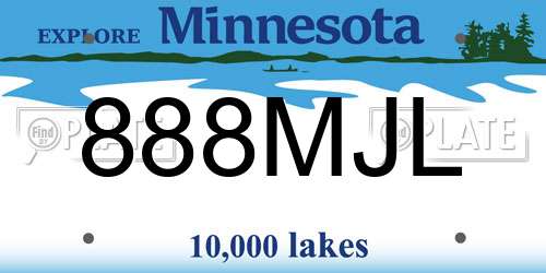 888MJL Minnesota License Plate