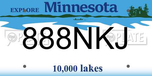 888NKJ Minnesota License Plate