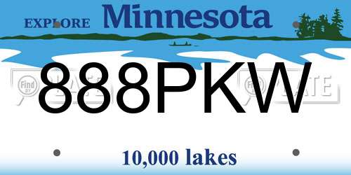 888PKW Minnesota License Plate