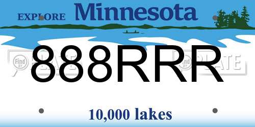 888RRR Minnesota License Plate